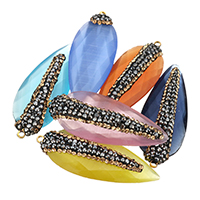 Crystal Riipukset, Kristalli, kanssa tekojalokivi savi Pave, kullan väri kullattu, kasvot, enemmän värejä valinta, 17x44x8mm, Reikä:N. 2mm, 10PC/laukku, Myymät laukku