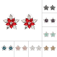 Crystal Earrings Zinc Alloy with plastic earnut & Crystal stainless steel post pin Flower plated for woman & faceted lead & cadmium free Sold By Pair