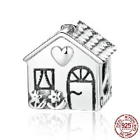 Thailand Sterling Silver European Bead, with Organic Glass, House, different packing style for choice & without troll, 10x9mm, Hole:Approx 4.5-5mm, Sold By PC