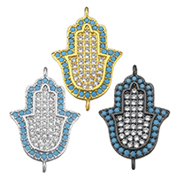Cubic Zirconia Micro Pave Brass Connector Hamsa plated micro pave cubic zirconia & 1/1 loop nickel lead & cadmium free Approx 1mm Sold By Lot