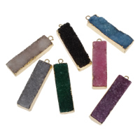 Natural Agate Druzy Pendant Ice Quartz Agate with Zinc Alloy Rectangle gold color plated druzy style Approx 2mm Sold By PC