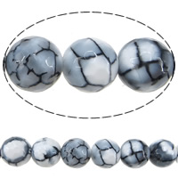 Naturlige Fire Crackle Agate perler, Runde, forskellig størrelse for valg & facetteret, Hole:Ca. 1-1.5mm, Solgt Per Ca. 15 inch Strand