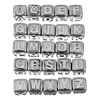 Stainless Steel European Beads Cube & with letter pattern original color 8mm Approx 4mm Sold By PC