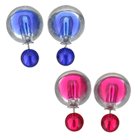 Double Faced Stud Earring Plastic stainless steel post pin original color Sold By Pair