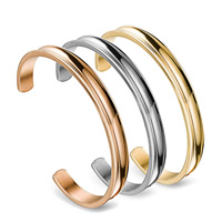 Stainless Steel Cuff Bangle plated Unisex 7mm Inner Approx 60mm Length Approx 7 Inch Sold By PC