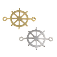 Stainless Steel Connector Ship Wheel plated nautical pattern & 1/1 loop Approx 1.5mm Sold By Bag