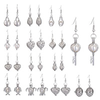 Gėlo vandens perlų auskarai, Žalvarinis, su perlas, padengtą, įvairių stilių pasirinkimas & tuščiaviduris, švino ir kadmio nemokamai, 27x12mm, Pardavė Pora
