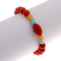 Fashion Cinnabar Bracelet with Glass & Zinc Alloy Round for woman Sold Per Approx 7.5 Inch Strand