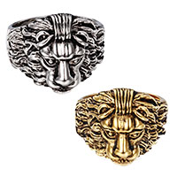 Stainless Steel Finger Ring for Men Lion plated & for man & blacken 6mm Sold By PC