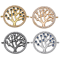 Cubic Zirconia Micro Pave Brass Connector Tree plated tree of life design & micro pave cubic zirconia & 1/1 loop nickel lead & cadmium free Approx 1mm Sold By Lot