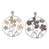 Natural White Shell Pendants Zinc Alloy with Black Shell & White Shell Flat Round platinum color plated & with rhinestone lead & cadmium free Approx Sold By PC