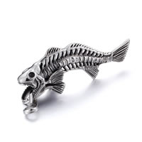 Aço inoxidável animal Pingentes, Espinha de peixe, para o homem & escurecer, 80x15mm, Buraco:Aprox 3-5mm, vendido por PC