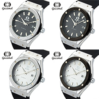 Guccamel® mannen sieraden horloge, Roestvrij staal, met zinklegering wijzerplaat & Glas & Silicone, plated, voor de mens, meer kleuren voor de keuze, 45x14mm, Lengte Ca 7.6 inch, Verkocht door PC