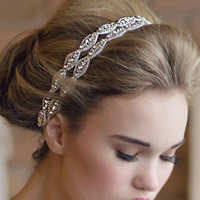 Bruids haarband, Satijnen lint, voor bruids & met strass, wit, 300x15mm, Per verkocht Ca 14 inch Strand