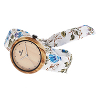 Redear® Unisex Jewelry Watch Stainless Steel with Cowhide & Glass & Wood Japanese movement adjustable & with flower pattern Approx 9.2 Inch Sold By PC