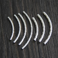 925 Sterling Silver Curved Tube Beads, flower cut & different size for choice, Sold By Lot