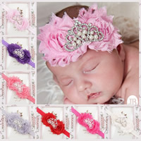 Children Hair Accessory Satin Ribbon with Etamine & Plastic Pearl & Zinc Alloy Crown platinum color plated elastic & for children & with rhinestone Sold Per Approx 14 Inch Strand