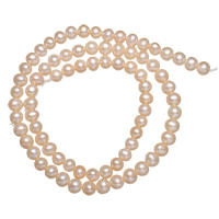 Bulvių išauginti gėlavandenių perlų karoliukai, Gėlo vandens perlų, Bulvė, natūralus, rožinis, 4-5mm, Skylė:Apytiksliai 0.8mm, Parduota už Apytiksliai 16 Inch Strand