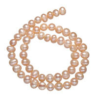 Brambor pěstované sladkovodní perle, Sladkovodní Pearl, přírodní, růžový, 7-8mm, Otvor:Cca 0.8mm, Prodáno za Cca 16 inch Strand