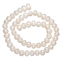 Riso coltivato in perla d'acqua dolce, perla d'acquadolce coltivata naturalmente, naturale, bianco, 7-8mm, Foro:Appross. 0.8mm, Venduto per Appross. 15 pollice filo