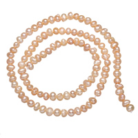Naturliga sötvattenspärla lösa pärlor, Freshwater Pearl, rosa, 3-4mm, Hål:Ca 0.8mm, Såld Per Ca 14 inch Strand