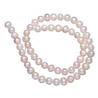Bulvių išauginti gėlavandenių perlų karoliukai, Gėlo vandens perlų, Bulvė, natūralus, purpurinis, 7-8mm, Skylė:Apytiksliai 0.8mm, Parduota už 14 Inch Strand