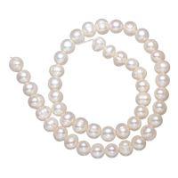 Bulvių išauginti gėlavandenių perlų karoliukai, Gėlo vandens perlų, Bulvė, natūralus, baltas, 9-10mm, Skylė:Apytiksliai 0.8mm, Parduota už Apytiksliai 15 Inch Strand