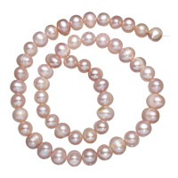 Brambor pěstované sladkovodní perle, Sladkovodní Pearl, přírodní, nachový, Grade, 7-8mm, Otvor:Cca 0.8mm, Prodáno za Cca 14.7 inch Strand