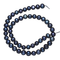 Bulvių išauginti gėlavandenių perlų karoliukai, Gėlo vandens perlų, Bulvė, mėlynas, 8-9mm, Skylė:Apytiksliai 0.8mm, Parduota už Apytiksliai 15 Inch Strand