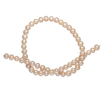 Brambor pěstované sladkovodní perle, Sladkovodní Pearl, přírodní, růžový, 7-8mm, Otvor:Cca 0.8mm, Prodáno za Cca 15 inch Strand