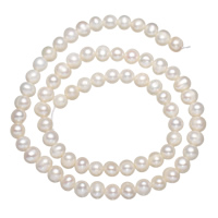 Bulvių išauginti gėlavandenių perlų karoliukai, Gėlo vandens perlų, Bulvė, natūralus, baltas, 6-7mm, Skylė:Apytiksliai 0.8mm, Parduota už Apytiksliai 15.3 Inch Strand