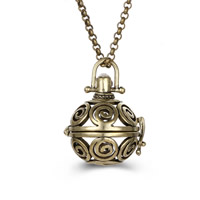 Brass Pregnant Ball Locket Sweater Necklace Round plated rolo chain & for woman & hollow lead & cadmium free 800mm Sold Per Approx 31 Inch Strand
