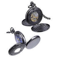 Pocket Watch Zinc Alloy with Glass Flat Round plated Unisex nickel lead & cadmium free 4mm Length Approx 14.1 Inch Sold By PC