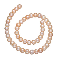 Bulvių išauginti gėlavandenių perlų karoliukai, Gėlo vandens perlų, Bulvė, natūralus, rožinis, 9-10mm, Skylė:Apytiksliai 0.8mm, Parduota už Apytiksliai 15 Inch Strand