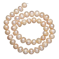 Apvalūs Kultūringas gėlavandenių perlų karoliukai, Gėlo vandens perlų, Bulvė, natūralus, rožinis, Įvertinimas, 8-9mm, Skylė:Apytiksliai 0.8mm, Parduota už 14 Inch Strand