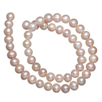 Bulvių išauginti gėlavandenių perlų karoliukai, Gėlo vandens perlų, Bulvė, natūralus, rožinis, 8-9mm, Skylė:Apytiksliai 0.8mm, Parduota už Apytiksliai 15 Inch Strand