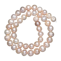 Bulvių išauginti gėlavandenių perlų karoliukai, Gėlo vandens perlų, Bulvė, natūralus, rožinis, 9-10mm, Skylė:Apytiksliai 0.8mm, Parduota už Apytiksliai 15 Inch Strand