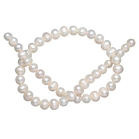 Ris odlad sötvattenspärla pärlor, Freshwater Pearl, naturlig, vit, 8-9mm, Hål:Ca 0.8mm, Såld Per Ca 15 inch Strand