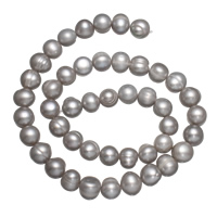 Brambor pěstované sladkovodní perle, Sladkovodní Pearl, šedá, 8-9mm, Otvor:Cca 0.8mm, Prodáno za Cca 15 inch Strand