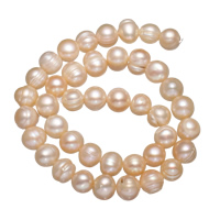 Bulvių išauginti gėlavandenių perlų karoliukai, Gėlo vandens perlų, Bulvė, natūralus, rožinis, 9-10mm, Skylė:Apytiksliai 0.8mm, Parduota už Apytiksliai 14 Inch Strand