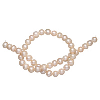 Brambor pěstované sladkovodní perle, Sladkovodní Pearl, přírodní, růžový, 9-10mm, Otvor:Cca 0.8mm, Prodáno za Cca 15 inch Strand