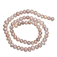 Brambor pěstované sladkovodní perle, Sladkovodní Pearl, přírodní, nachový, 5-6mm, Otvor:Cca 0.8mm, Prodáno za Cca 14 inch Strand