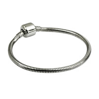 European Bracelet Chain, Roestvrij staal, met 1.5lnch extender keten, verschillende lengte voor keuze & slang keten & voor vrouw, oorspronkelijke kleur, Verkocht door Strand