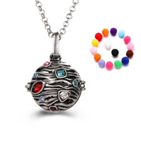 Pregnant Ball Locket Pendant Brass with Sponge Round plated Essential oil diffusion & with rhinestone & hollow lead & cadmium free 20-30mm Approx 2-4mm Sold By PC