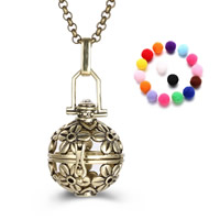 Brass Pregnant Ball Locket Pendant with Sponge Round plated Essential oil diffusion & hollow lead & cadmium free 20-30mm Sold By PC