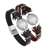 Unisex Bracelet Cowhide with Silicone & Stainless Steel Skull 11mm Sold Per Approx 8.6 Inch Strand