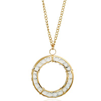 Zinek svetr řetěz náhrdelník, s Krystal, Kobliha, barva pozlacený, oválný řetězu & pro ženy, olovo a kadmium zdarma, 58x50mm, Prodáno za Cca 27.5 inch Strand
