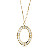 Zinek svetr řetěz náhrdelník, s Krystal, barva pozlacený, oválný řetězu & pro ženy, olovo a kadmium zdarma, 65x45mm, Prodáno za Cca 27.5 inch Strand
