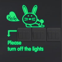 Light Switch Stickers PVC Plastic Rabbit adhesive & with letter pattern & luminated Sold By PC