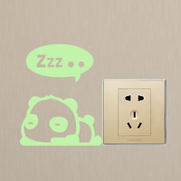 Light Switch Stickers PVC Plastic Panda adhesive & luminated Sold By PC